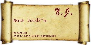 Neth Jolán névjegykártya